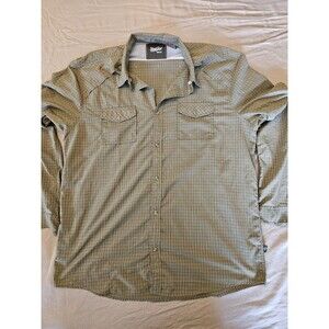 Howler Brothers Men’s Long Sleeve Western Shirt - Green Plaid Vented Tech XL